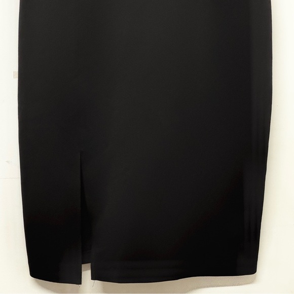 SLNY Black Sleeveless Sheath Dress Neoprene Slit Office 12 - Picture 3 of 6